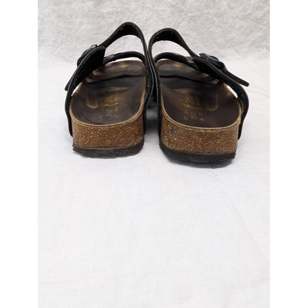 Papillio by Birkenstock size 39 slip on sandals unique straps black and gold SH1 - Picture 6 of 10